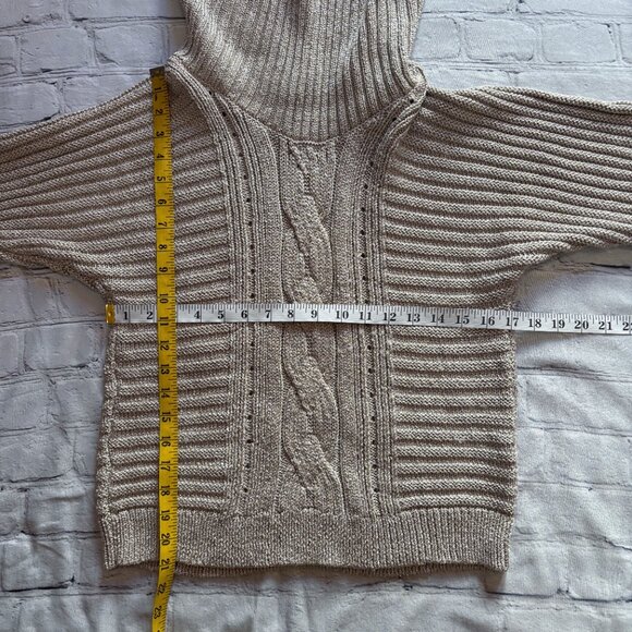 INC International Concepts Sweaters Shimmer Turtleneck Blouse Metallic Beige L - Picture 8 of 9